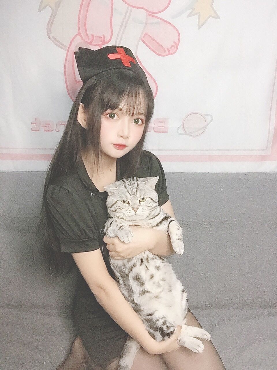 [COS福利]大眼萌妹黑猫猫OvO护士喵插图8